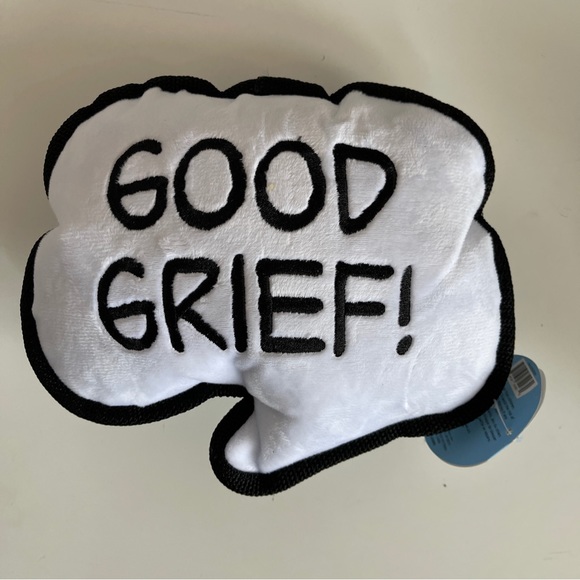 Bark Charlie Brown Good Grief Dog Toy Squeaker Plush Speech Balloon Bubble Gift - Picture 2 of 8